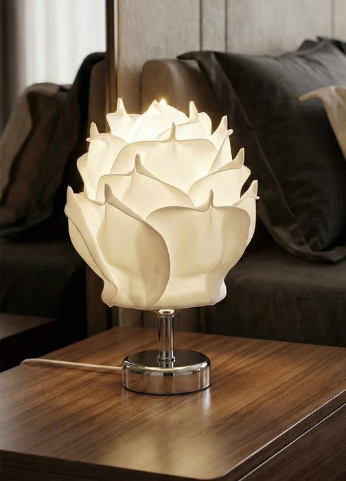 Opviq Lámpara de mesa Eva Blanco y Plata